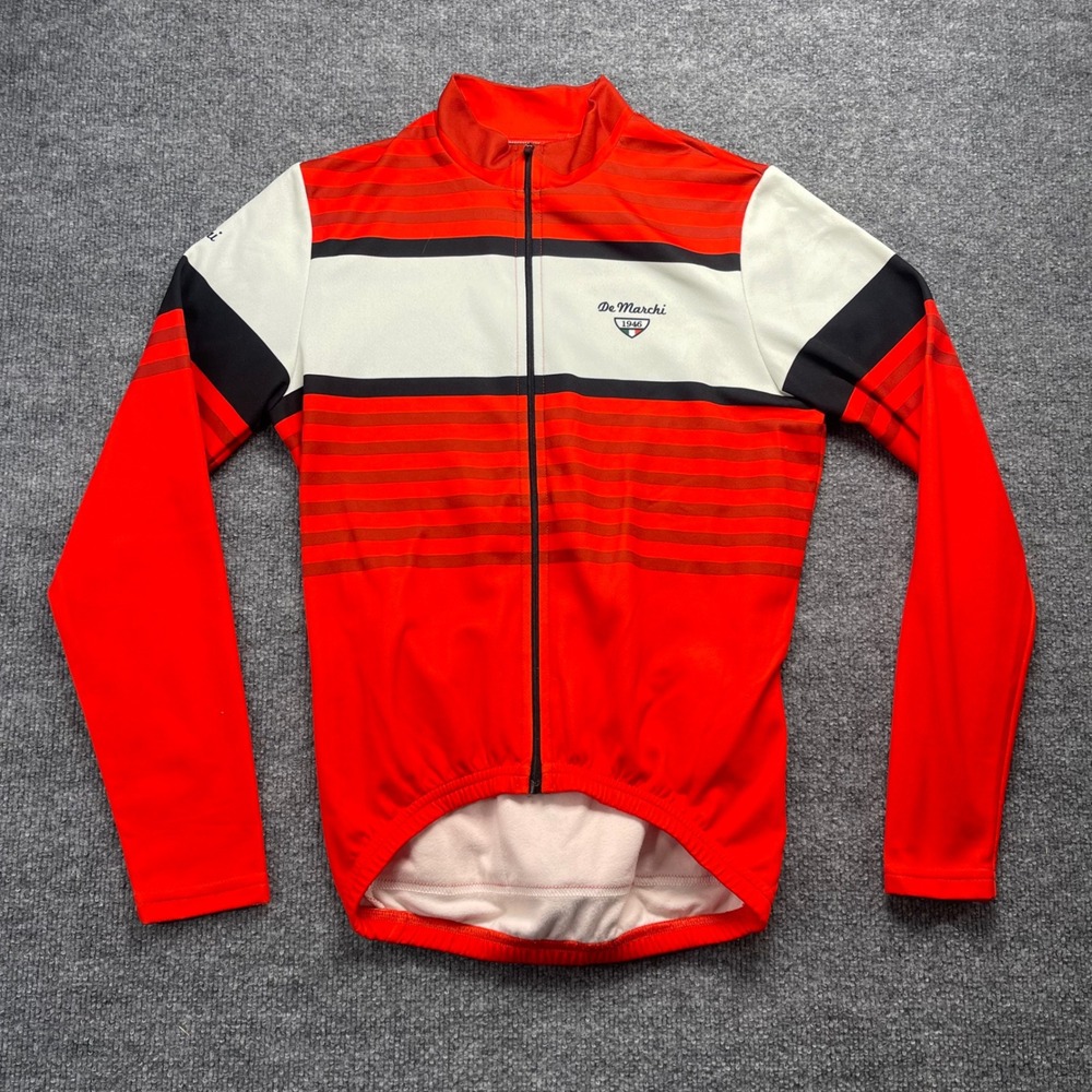 De Marchi 1946 Mens Cycling Jersey Long Sleeve Red White Striped Full Zip Small